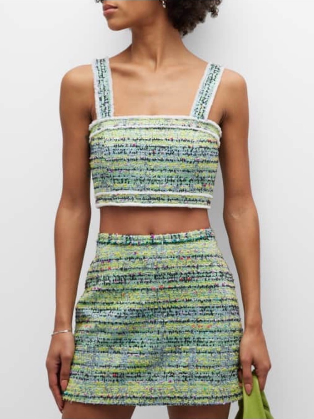 NEW LE SUPERBE beach tweed bralette in neon green